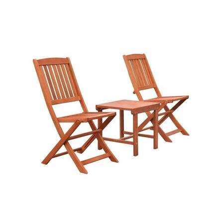 VIFAH Malibu Outdoor Patio 3-Piece Wood Dining Set with Folding Chair V1802SET12